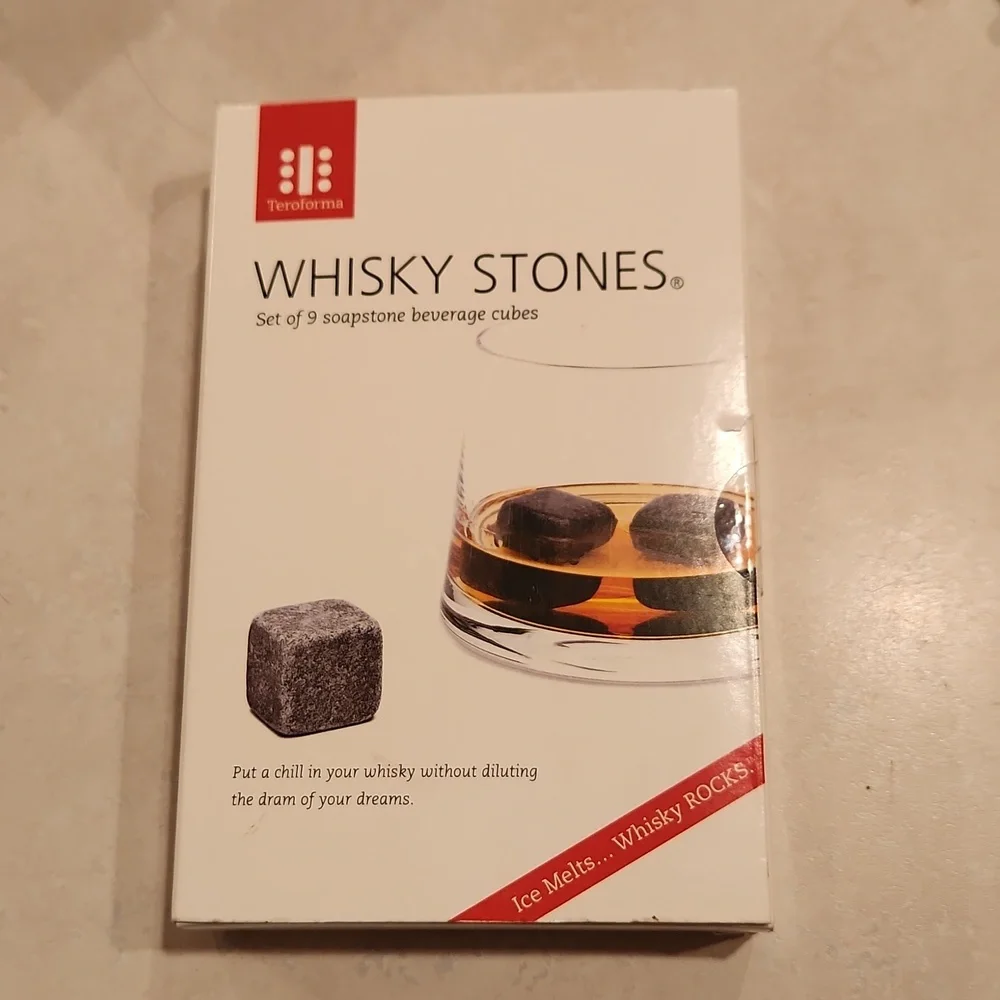NEW Hand-crafted Whiskey Bourbon Stones Set of 9 Teroforma New in Box Made in US